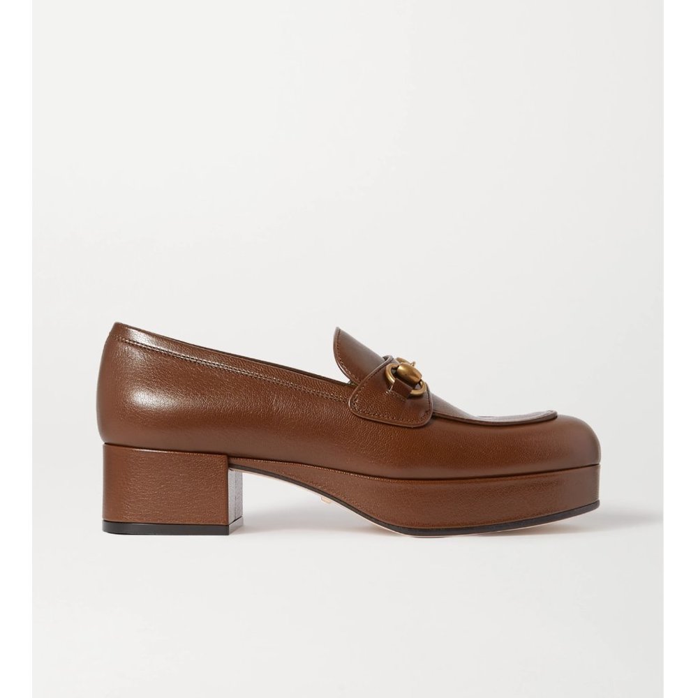 Gucci Brown Leather Platform Pumps